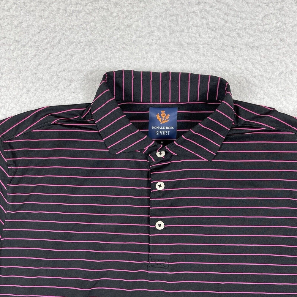 Donald Ross Polo Shirt Mens‎ Medium Black Pink Indian Valley Country Club Golfer - Picture 3 of 12